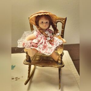 Solid Brass VTG Miniature Dollhouse Rocking Chair